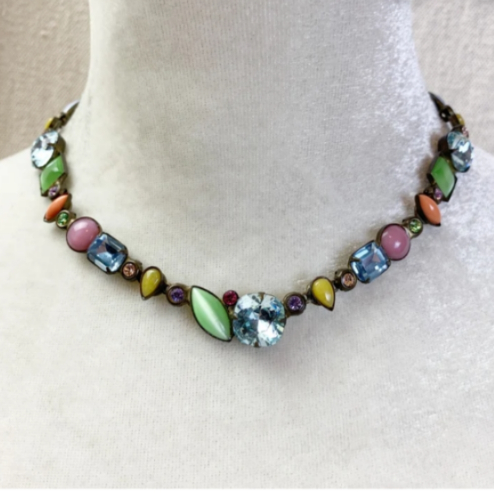 Vintage sorrelli colorful cabochon and gem choker